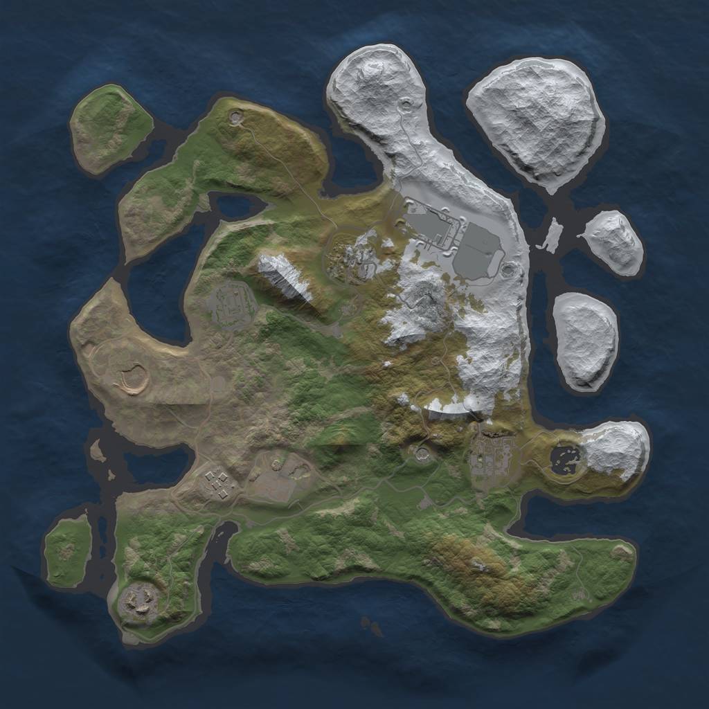 Rust Map: Barren, Size: 3500, Seed: 2364601, 12 Monuments