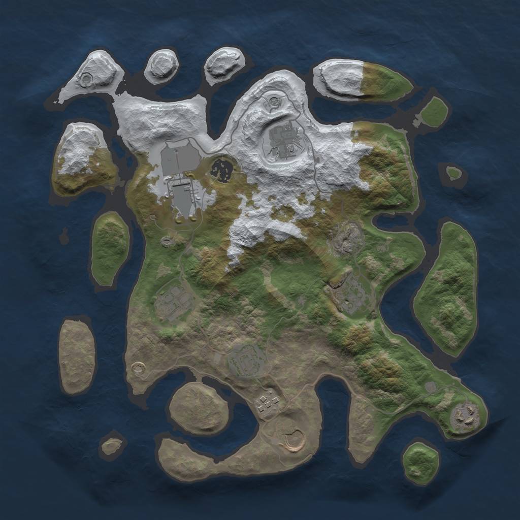 Rust Map: Barren, Size: 3500, Seed: 2652231, 12 Monuments