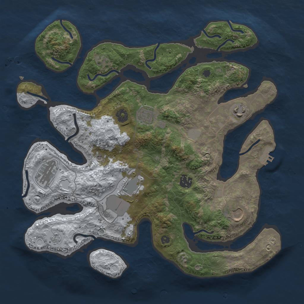 Rust Map: Procedural Map, Size: 3500, Seed: 644840, 14 Monuments