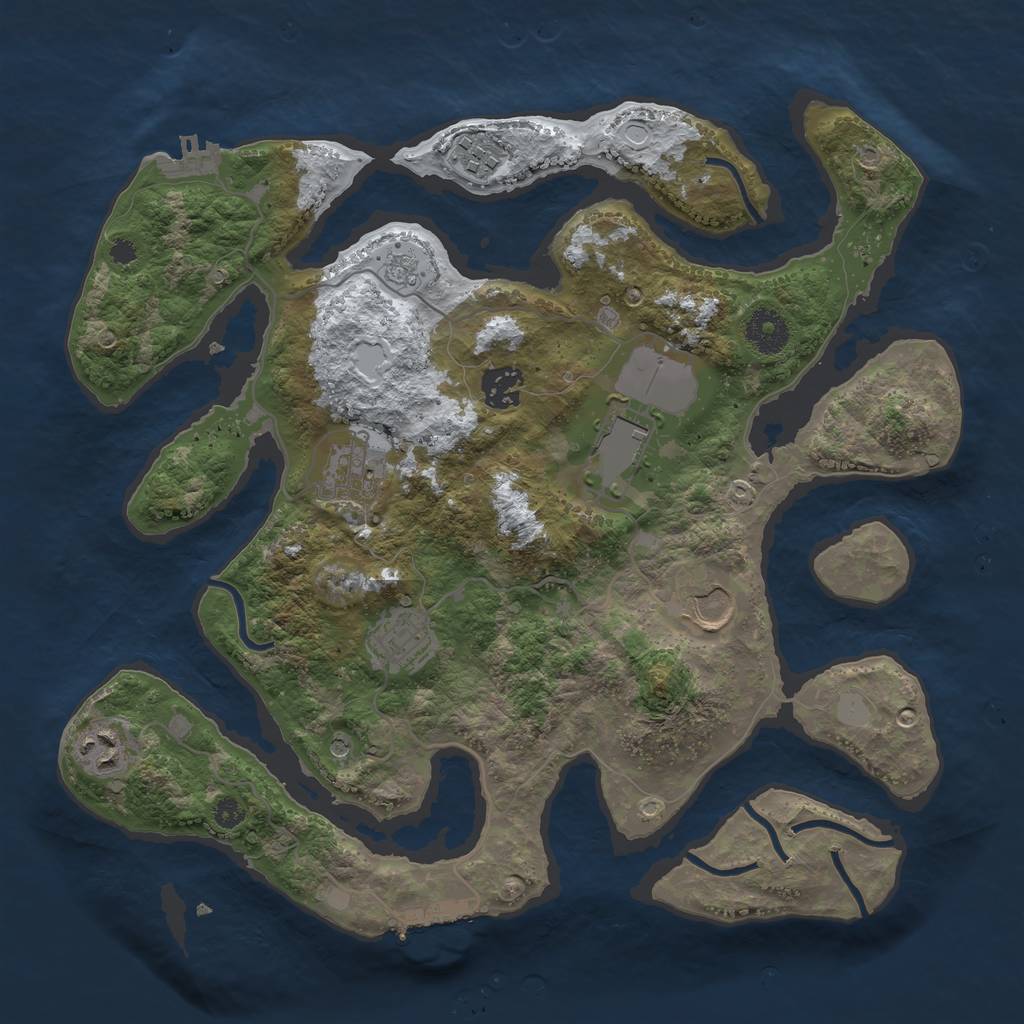 Rust Map: Procedural Map, Size: 3500, Seed: 587100, 16 Monuments