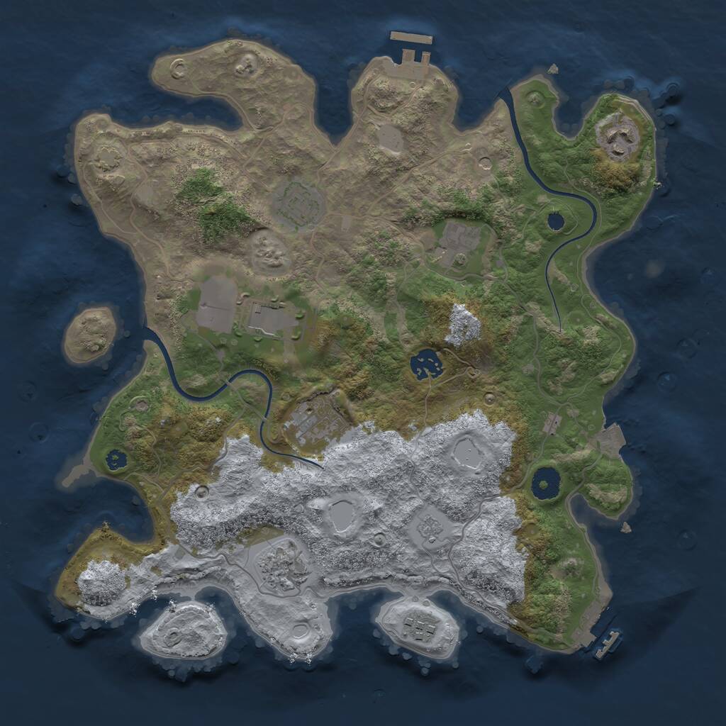 Rust Map: Procedural Map, Size: 3500, Seed: 5158690, 14 Monuments
