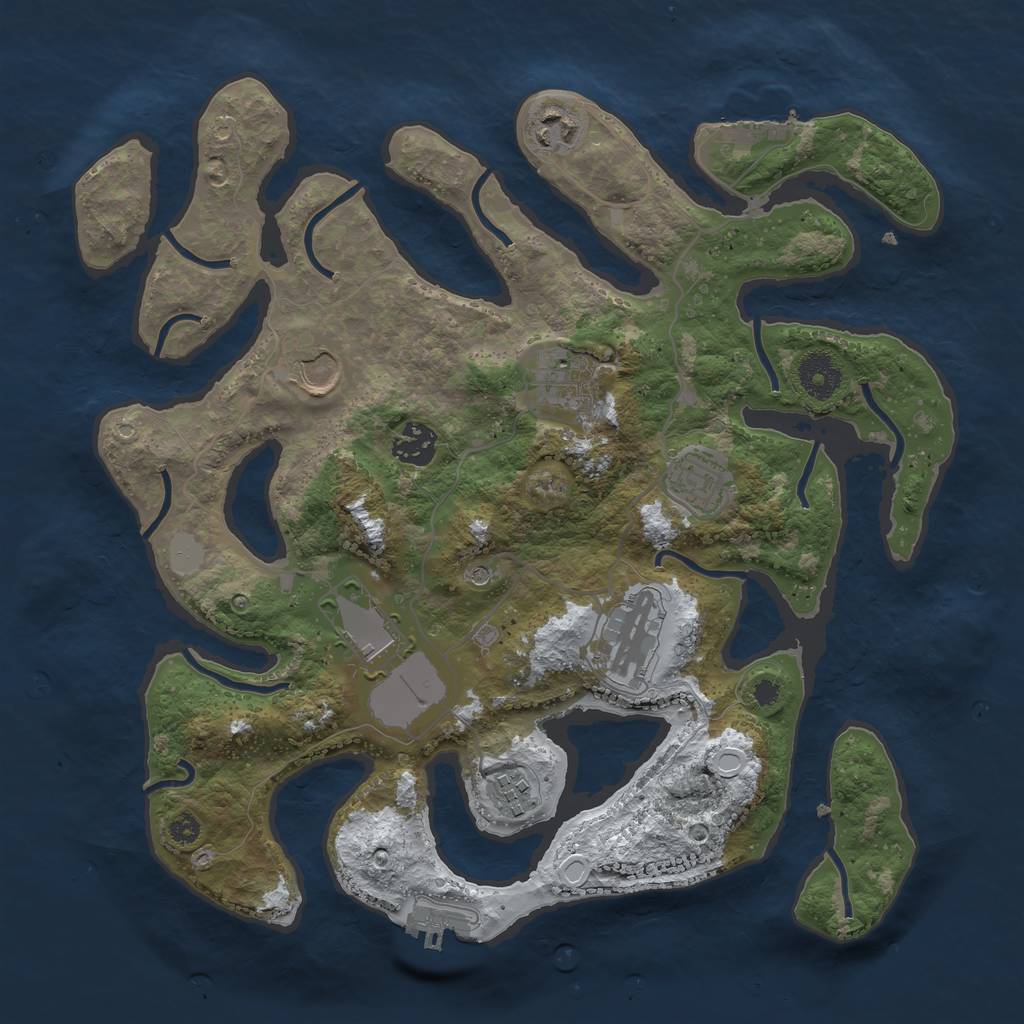 Rust Map: Procedural Map, Size: 3500, Seed: 3935324, 16 Monuments