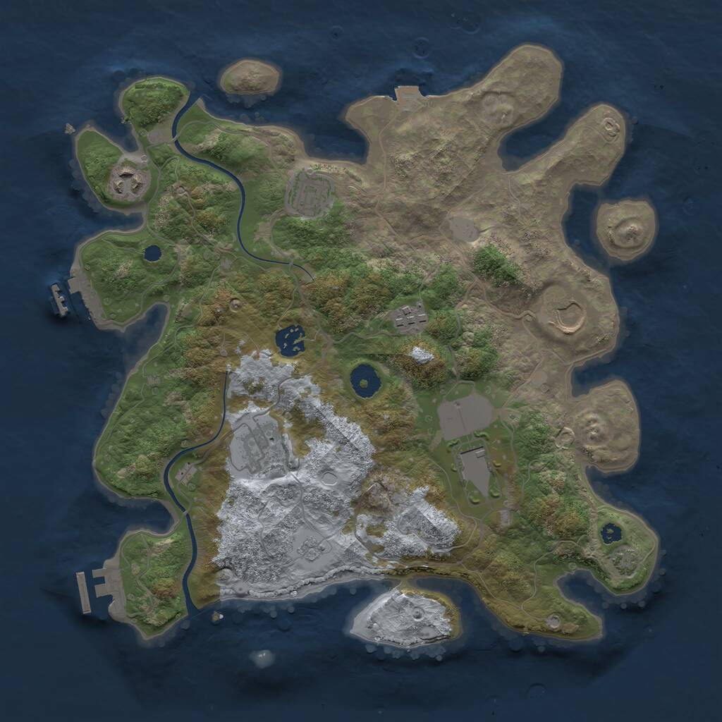 Rust Map: Procedural Map, Size: 3500, Seed: 970498, 12 Monuments