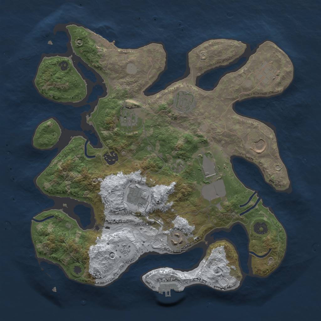 Rust Map: Procedural Map, Size: 3500, Seed: 5371717, 16 Monuments