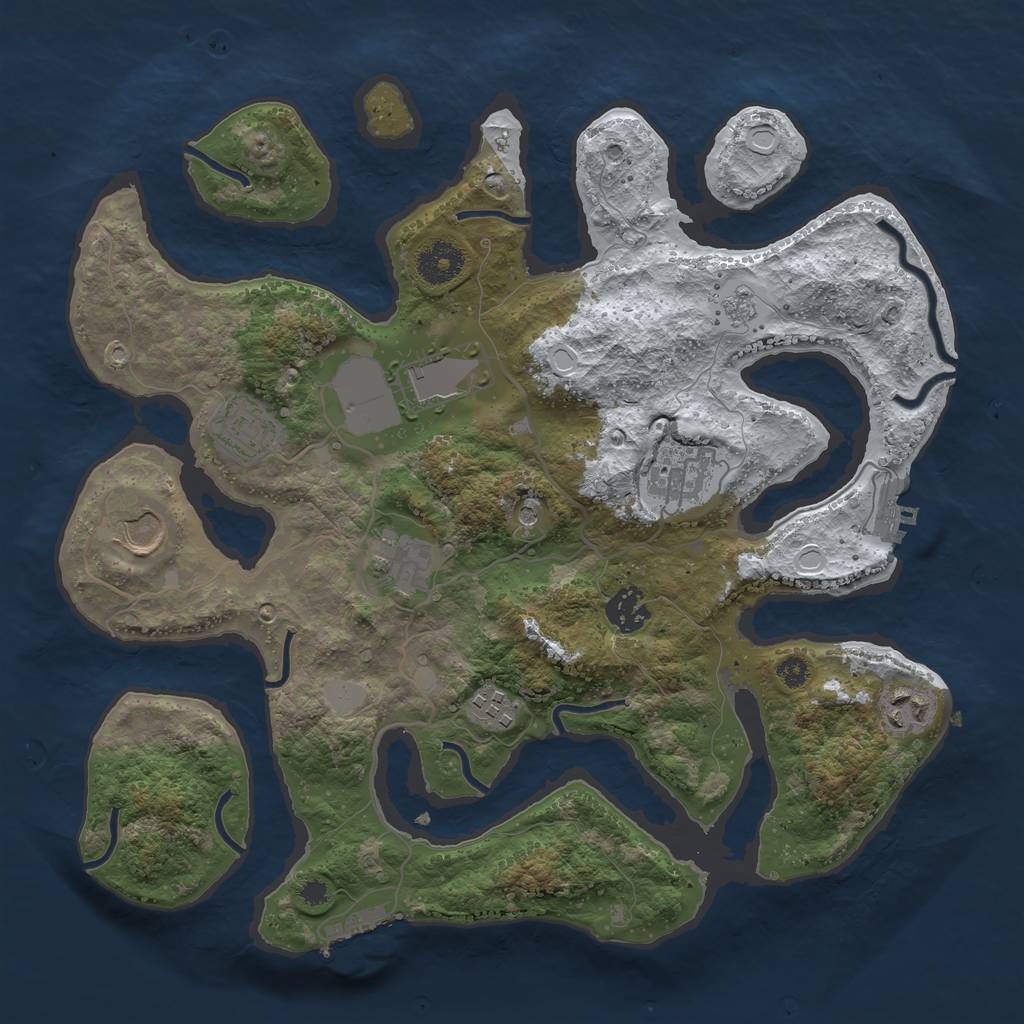 Rust Map: Procedural Map, Size: 3500, Seed: 1651554, 17 Monuments