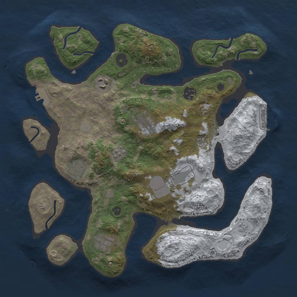 Rust Map: Procedural Map, Size: 3500, Seed: 3183430, 16 Monuments