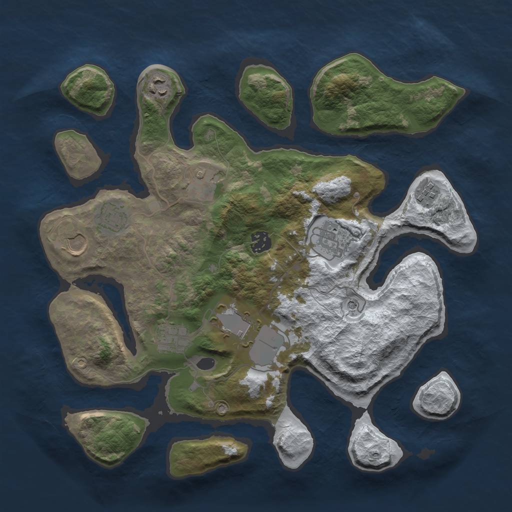 Rust Map: Barren, Size: 3500, Seed: 5841593, 12 Monuments