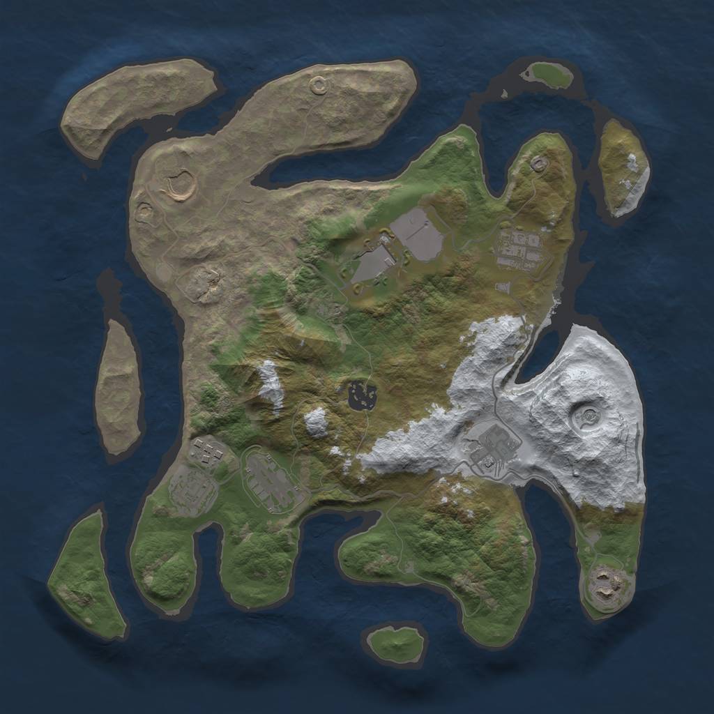 Rust Map: Barren, Size: 3500, Seed: 6366600, 12 Monuments