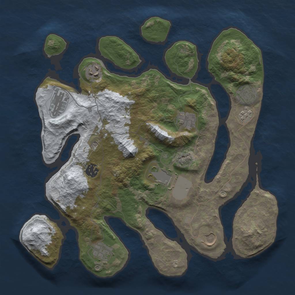 Rust Map: Barren, Size: 3500, Seed: 1659227, 12 Monuments