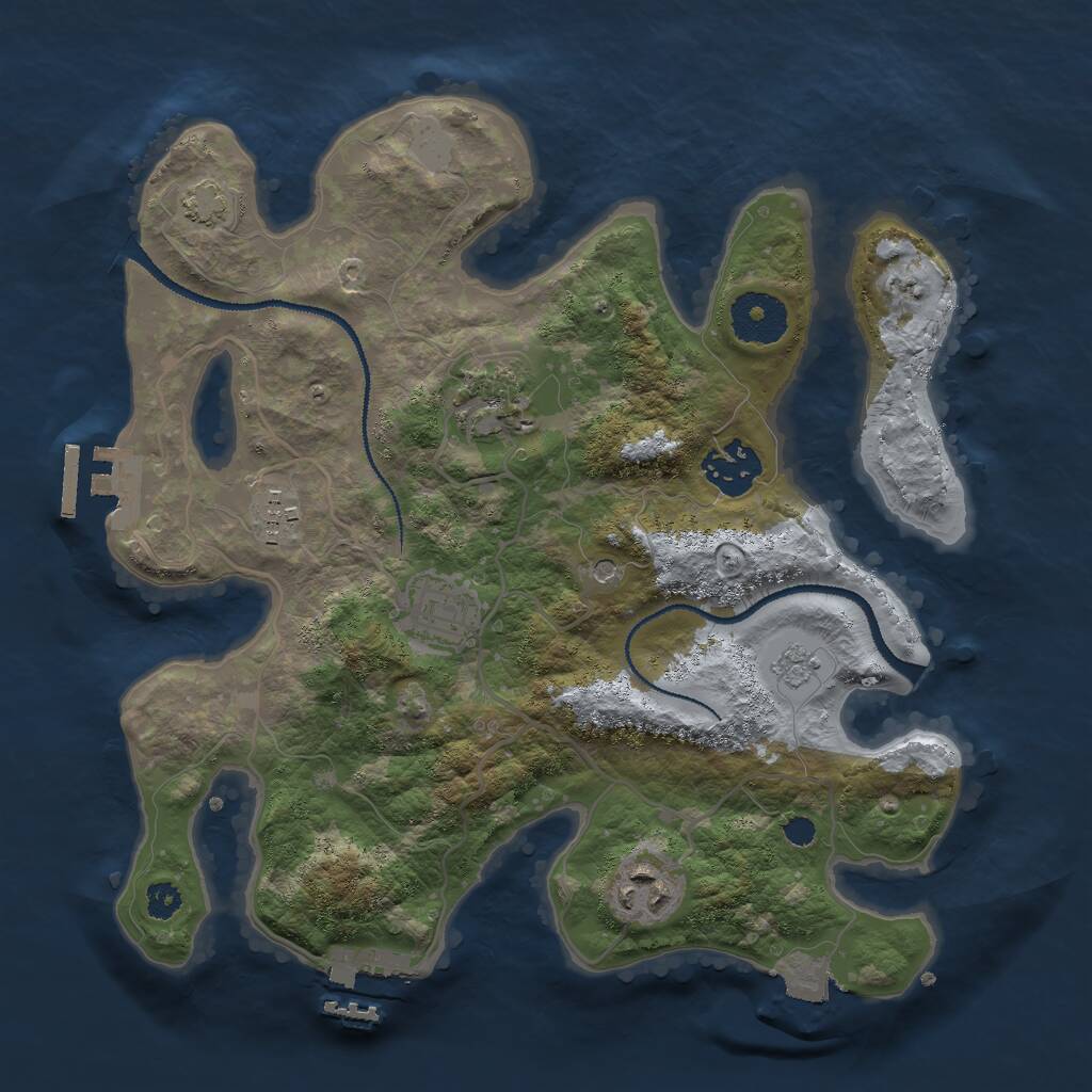 Rust Map: Procedural Map, Size: 3000, Seed: 987659813, 11 Monuments