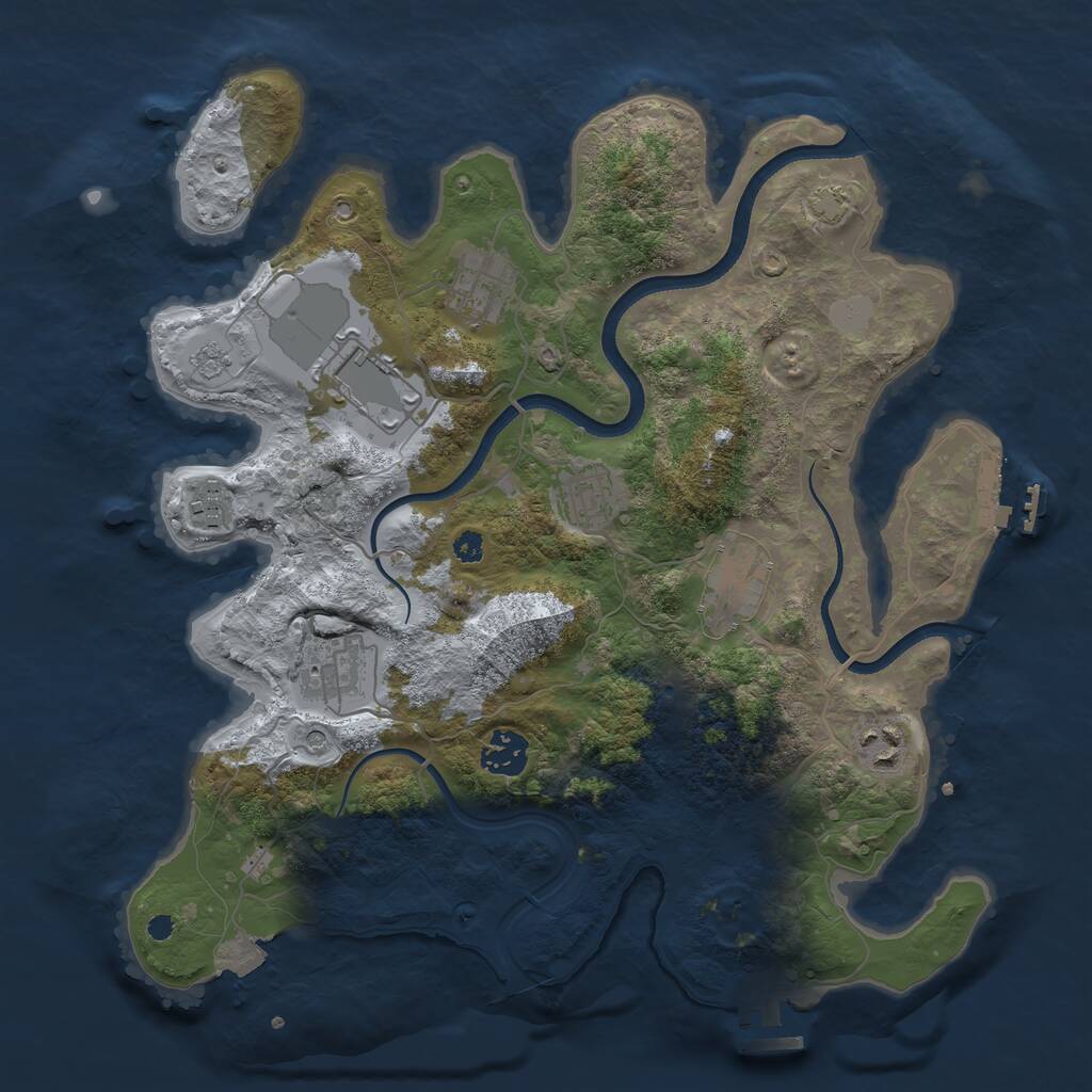 Rust Map: Procedural Map, Size: 3500, Seed: 548571164, 14 Monuments