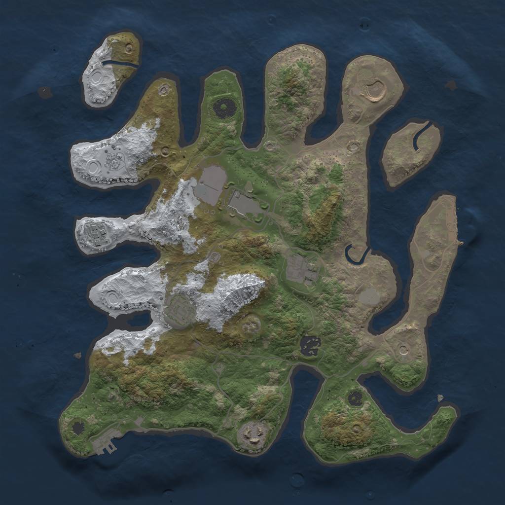 Rust Map: Procedural Map, Size: 3500, Seed: 548571164, 16 Monuments