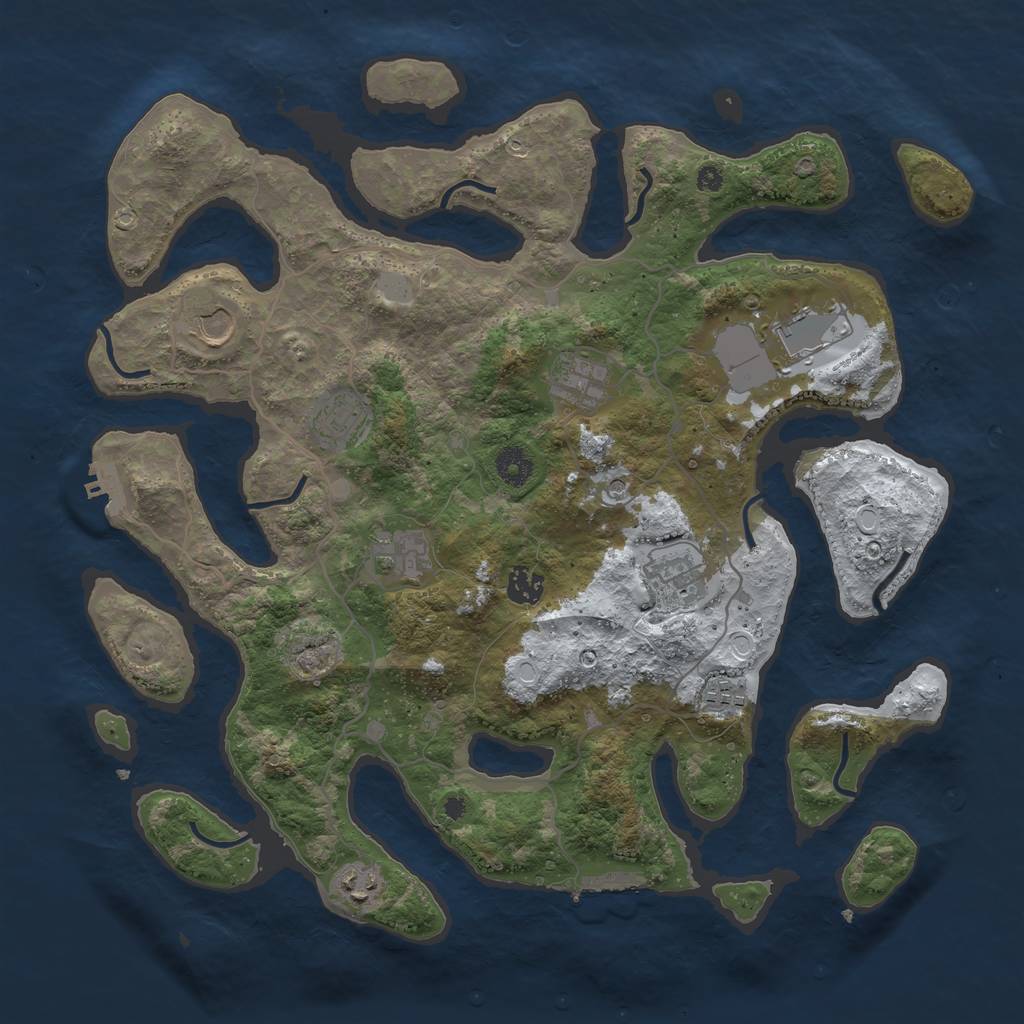 Rust Map: Procedural Map, Size: 4000, Seed: 975747, 17 Monuments
