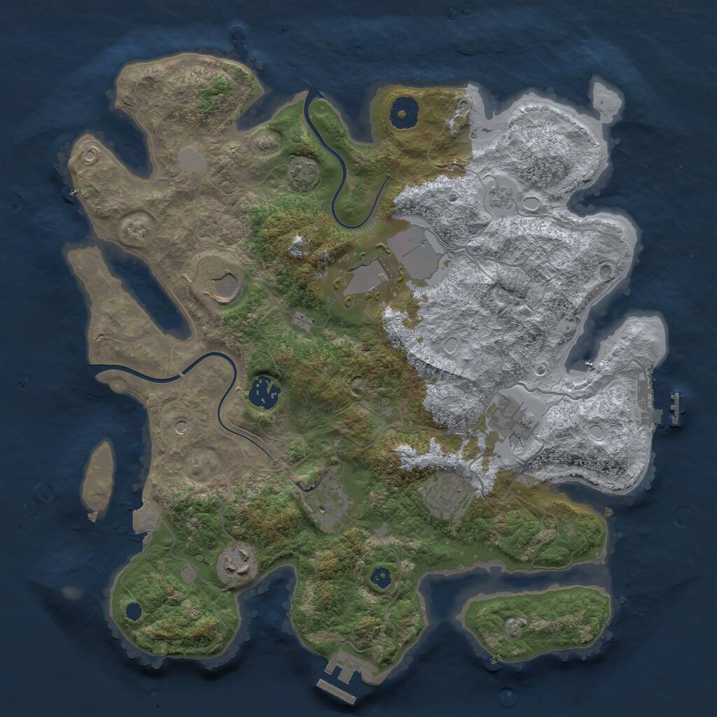 Rust Map: Procedural Map, Size: 3500, Seed: 5100319, 13 Monuments