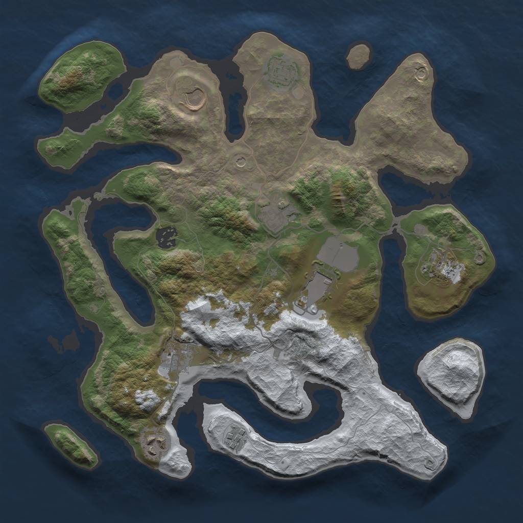 Rust Map: Barren, Size: 3500, Seed: 608088, 12 Monuments