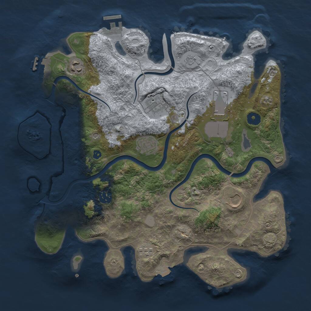 Rust Map: Procedural Map, Size: 3500, Seed: 2934023, 13 Monuments