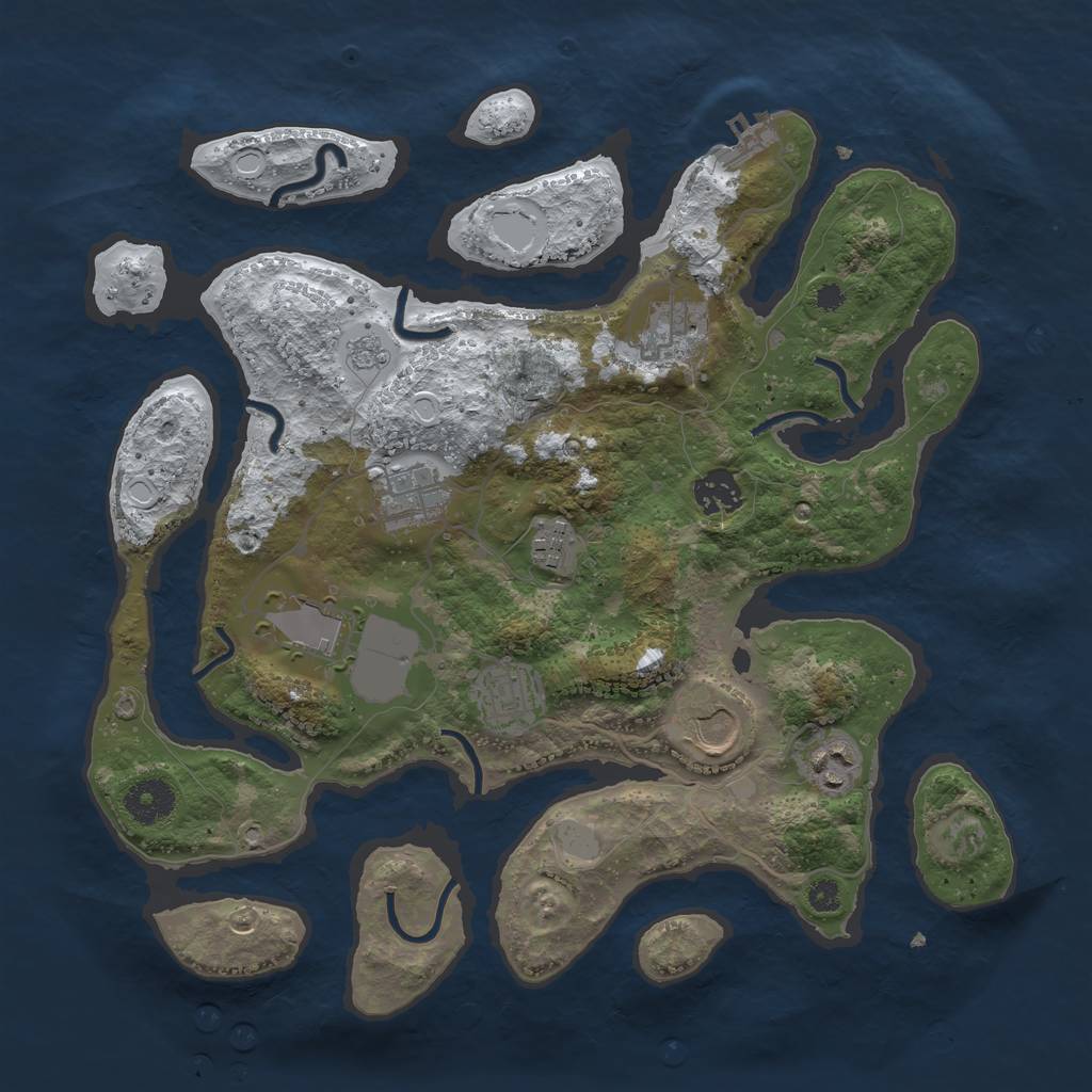 Rust Map: Procedural Map, Size: 3500, Seed: 740870, 15 Monuments