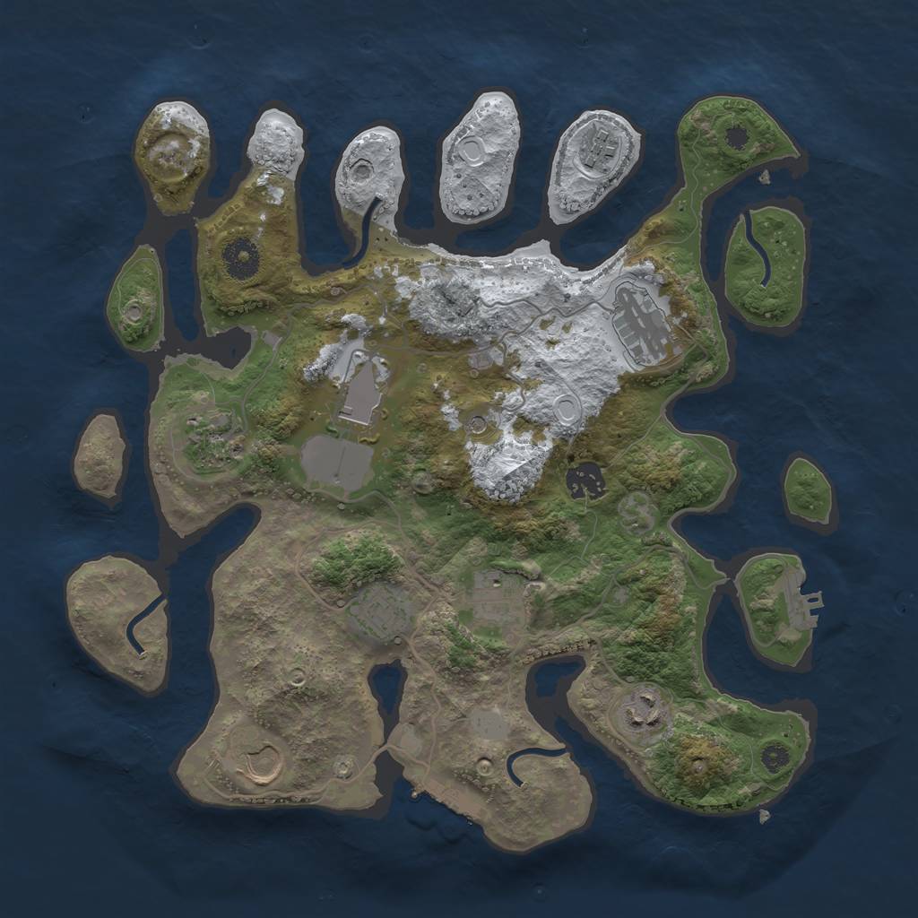 Rust Map: Procedural Map, Size: 3500, Seed: 4218733, 17 Monuments