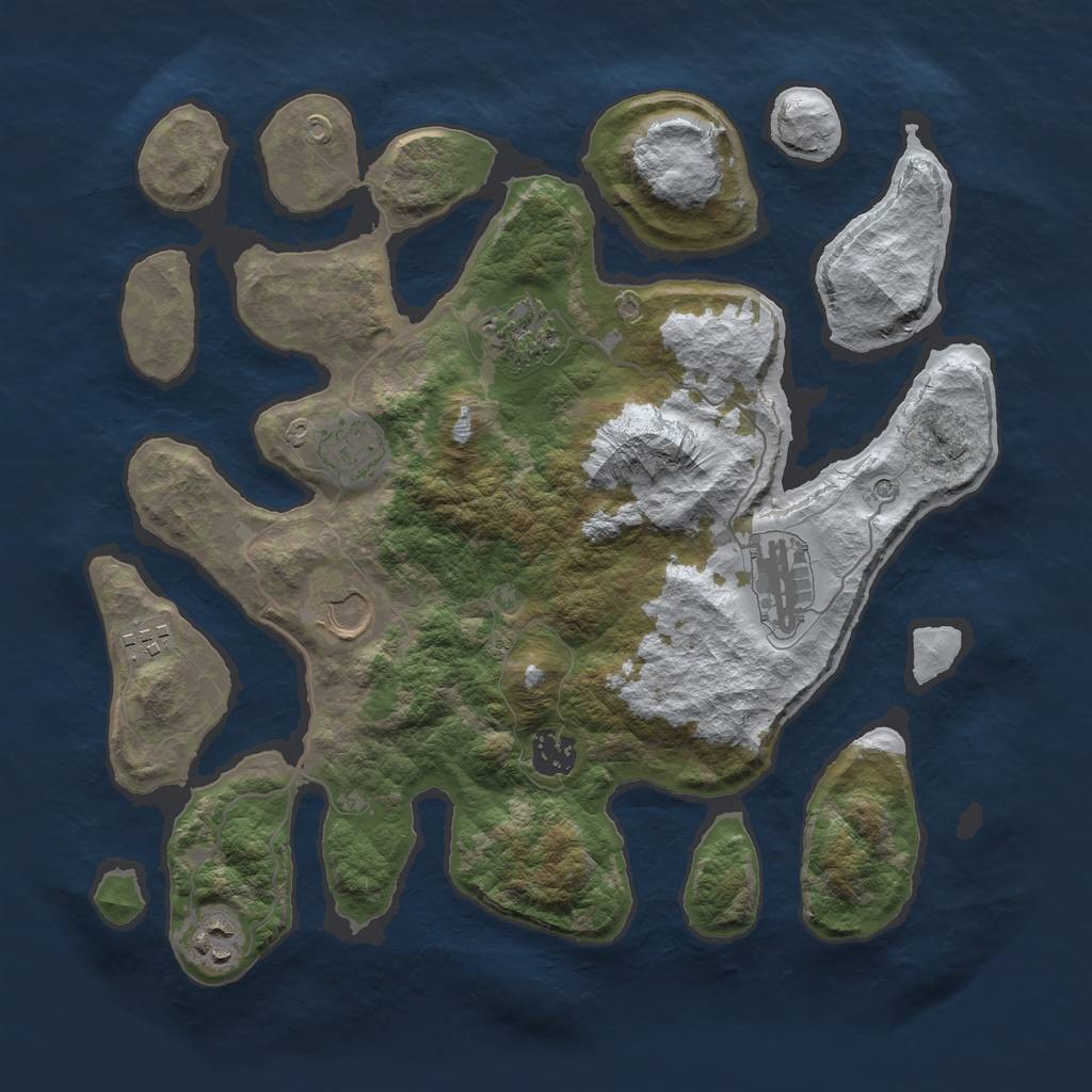Rust Map: Barren, Size: 3500, Seed: 2764862, 10 Monuments