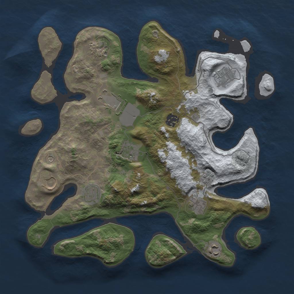 Rust Map: Barren, Size: 3500, Seed: 1549771, 13 Monuments