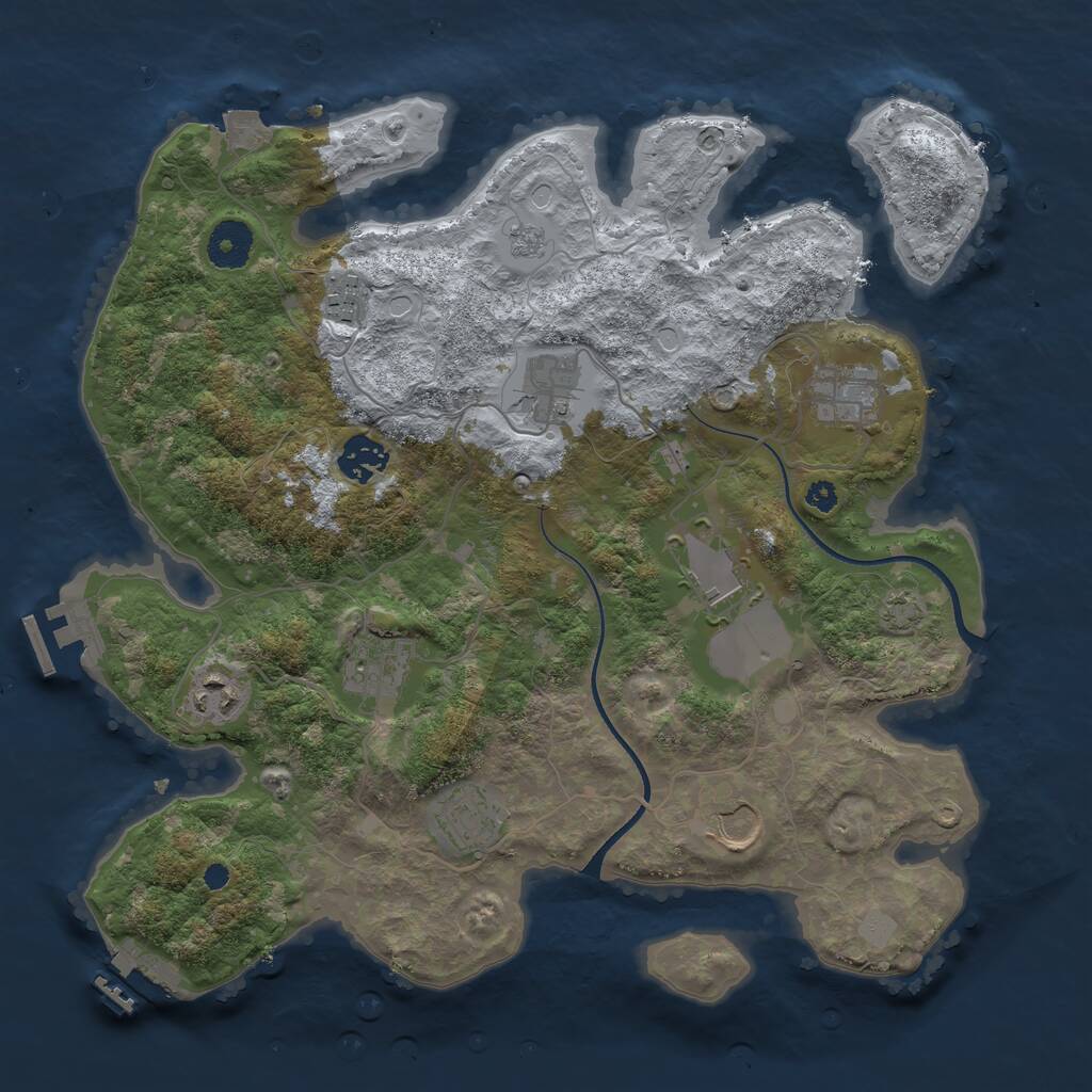 Rust Map: Procedural Map, Size: 3500, Seed: 1420438, 14 Monuments