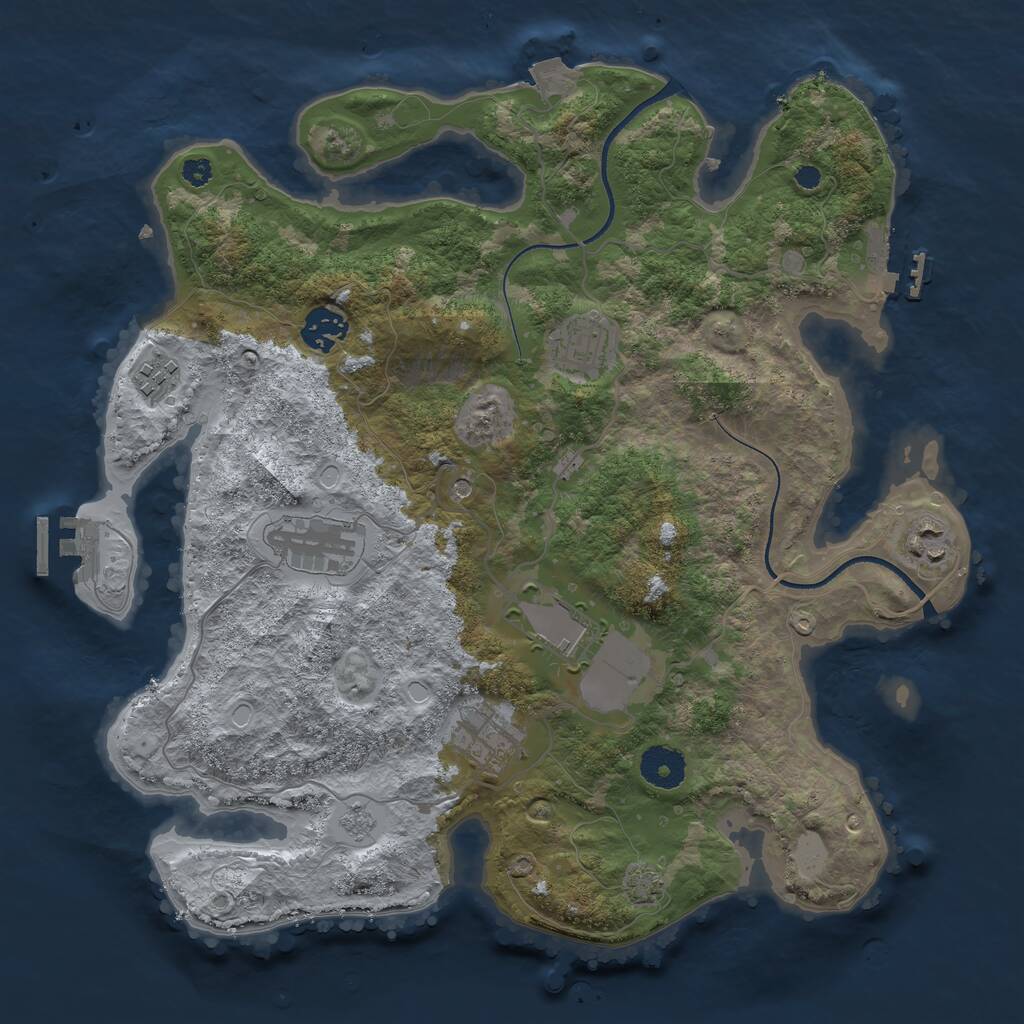 Rust Map: Procedural Map, Size: 3500, Seed: 1815307, 13 Monuments