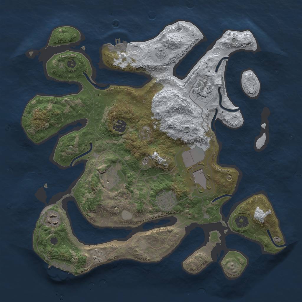 Rust Map: Procedural Map, Size: 3500, Seed: 2527545, 16 Monuments