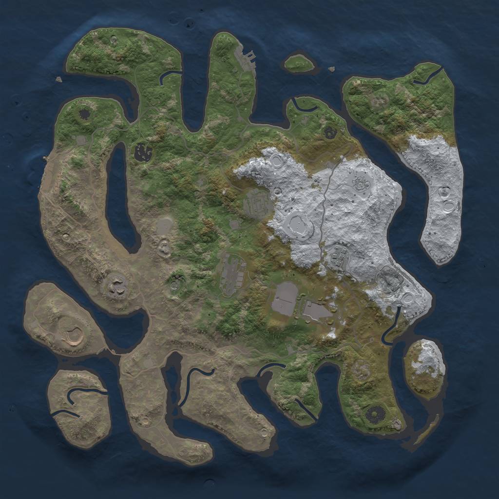 Rust Map: Procedural Map, Size: 4000, Seed: 348910, 16 Monuments