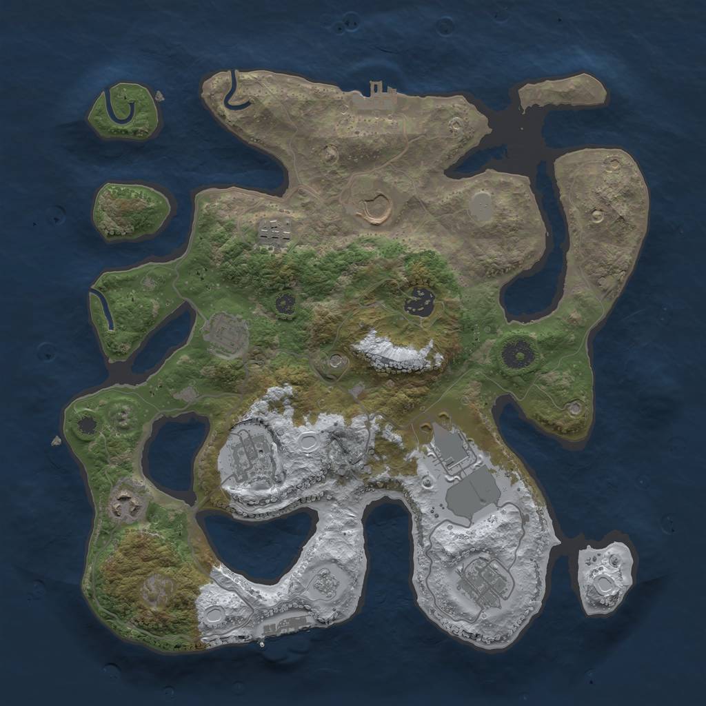 Rust Map: Procedural Map, Size: 3500, Seed: 1437372, 17 Monuments