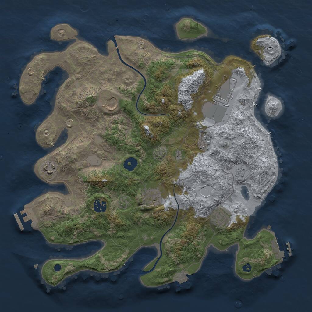 Rust Map: Procedural Map, Size: 3500, Seed: 52526, 12 Monuments
