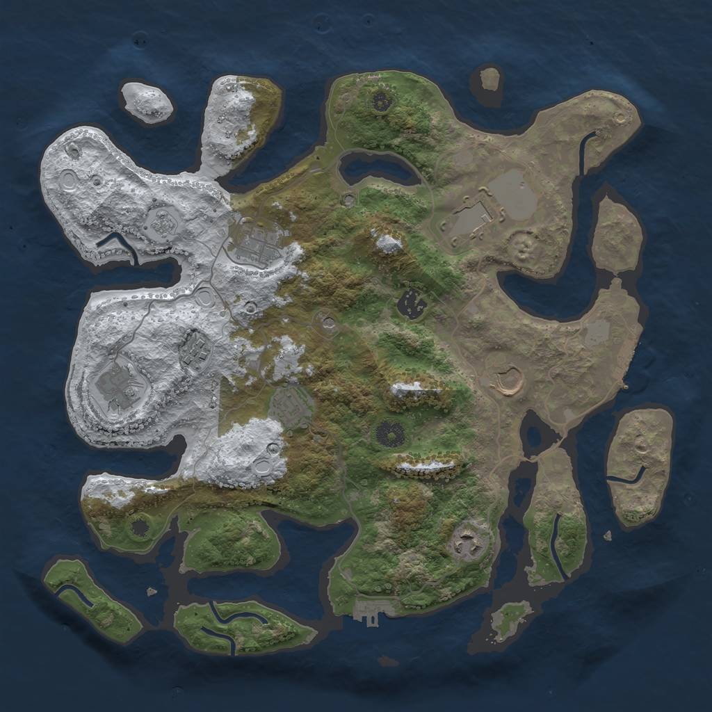 Rust Map: Procedural Map, Size: 3750, Seed: 871538343, 17 Monuments