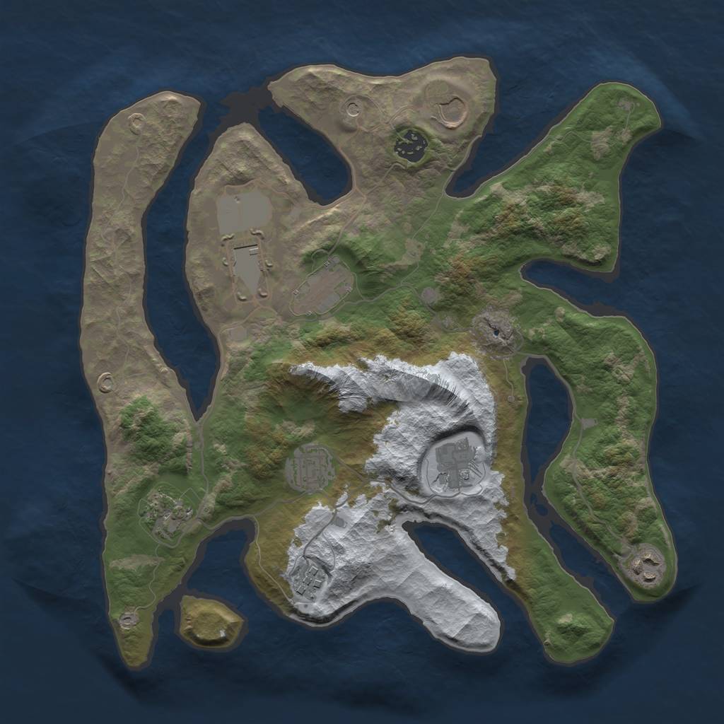 Rust Map: Barren, Size: 3500, Seed: 6068361, 12 Monuments