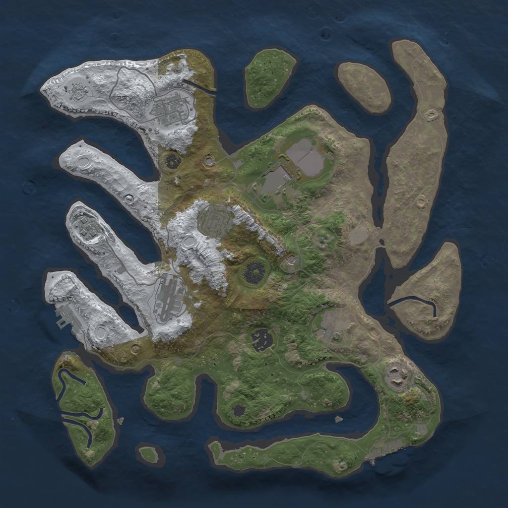 Rust Map: Procedural Map, Size: 3500, Seed: 6029369, 17 Monuments