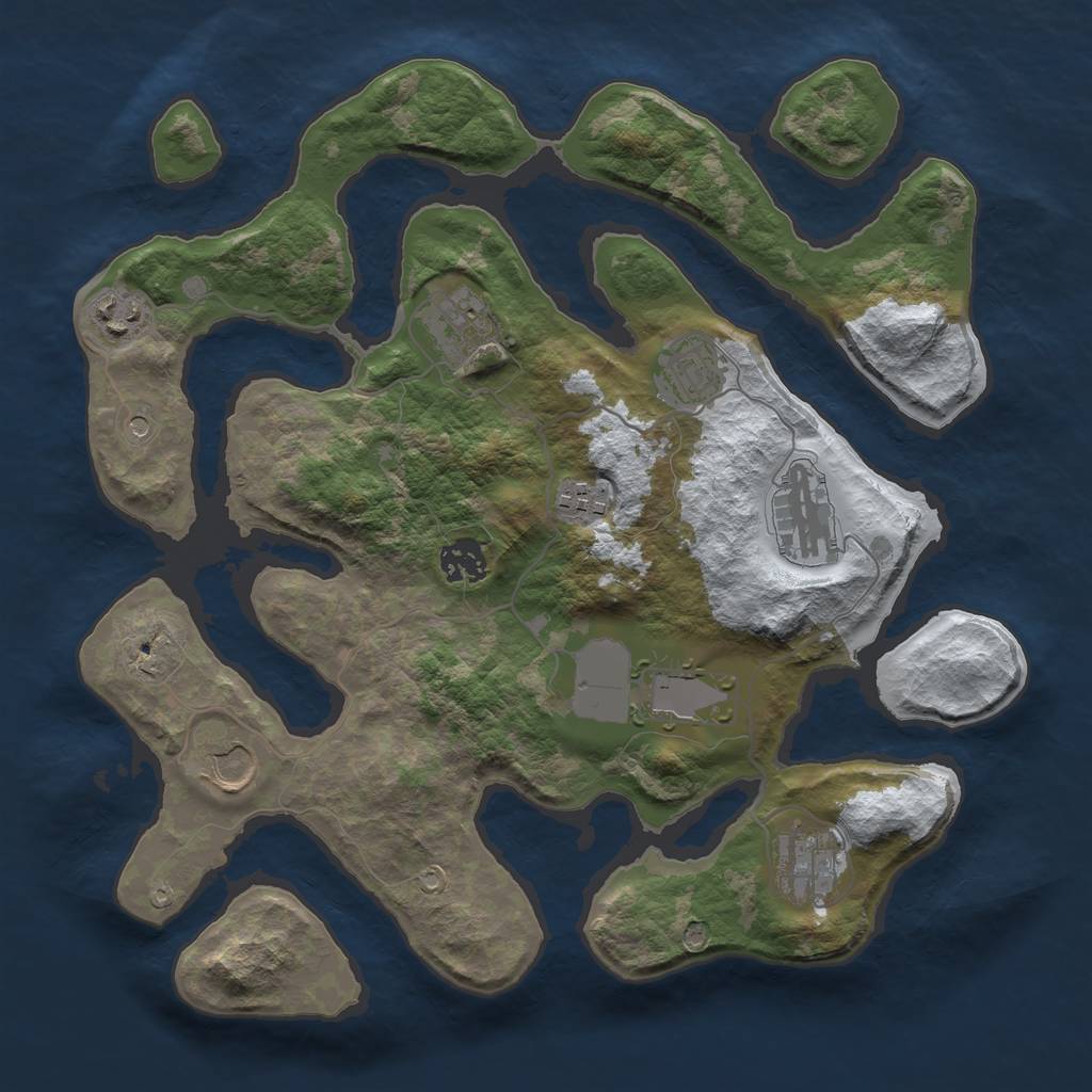 Rust Map: Barren, Size: 3500, Seed: 306018, 12 Monuments