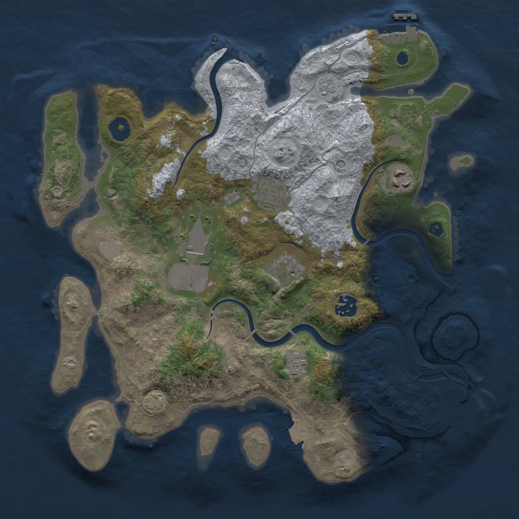 Rust Map: Procedural Map, Size: 3500, Seed: 1684623, 12 Monuments