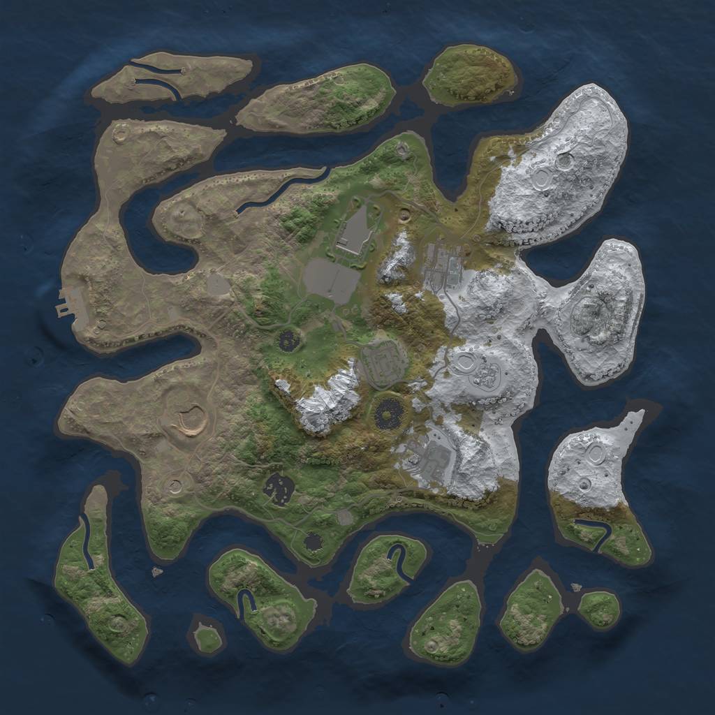 Rust Map: Procedural Map, Size: 3500, Seed: 2539233, 14 Monuments