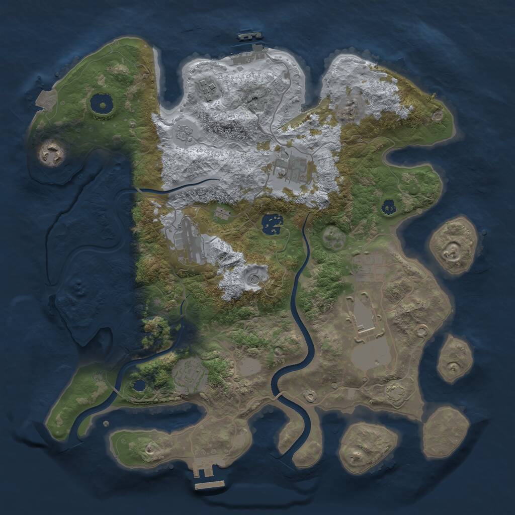 Rust Map: Procedural Map, Size: 3500, Seed: 552837, 14 Monuments