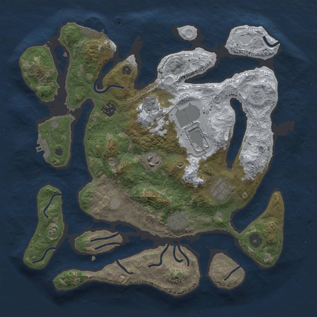 Rust Map: Procedural Map, Size: 3550, Seed: 707097, 15 Monuments