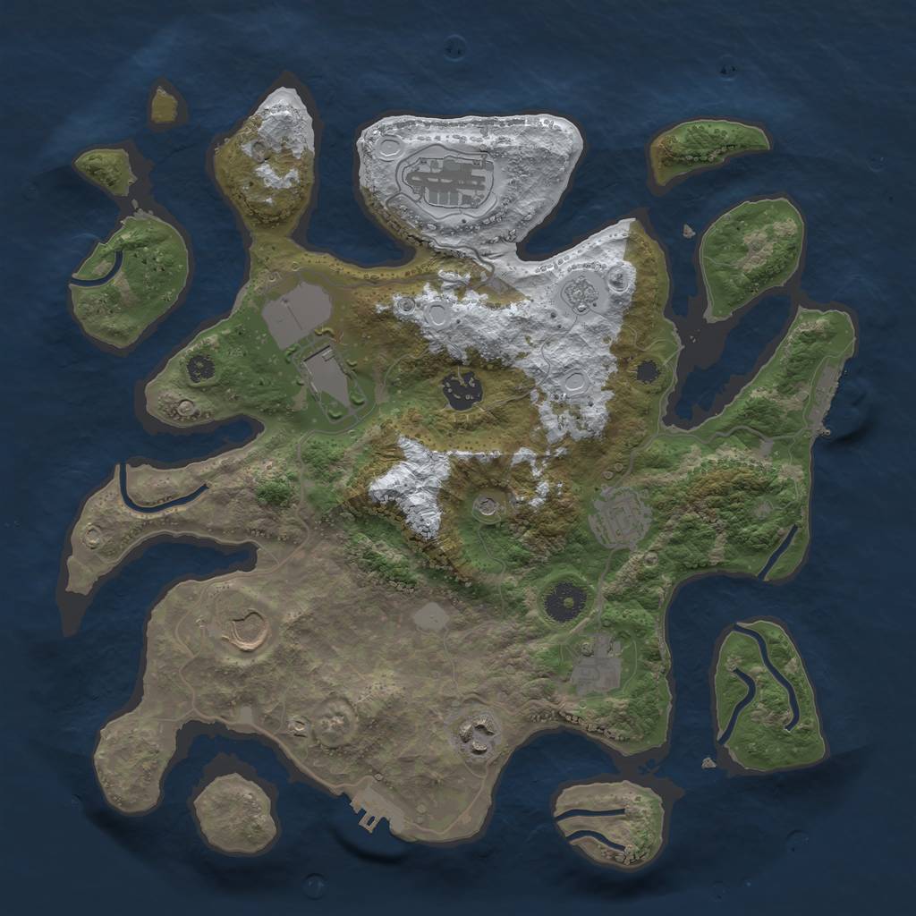 Rust Map: Procedural Map, Size: 3500, Seed: 4627571, 16 Monuments