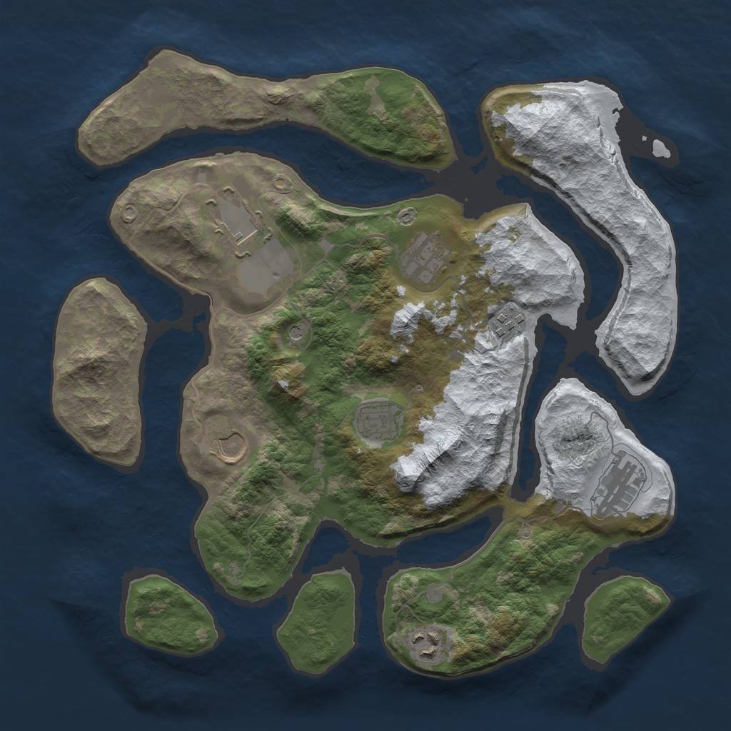 Rust Map: Barren, Size: 3500, Seed: 1830066, 10 Monuments
