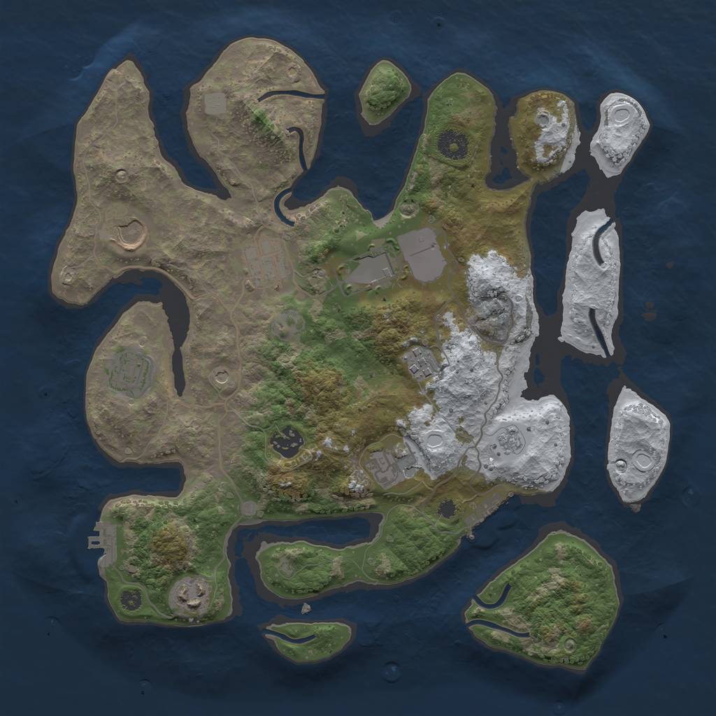 Rust Map: Procedural Map, Size: 3500, Seed: 2390944, 17 Monuments