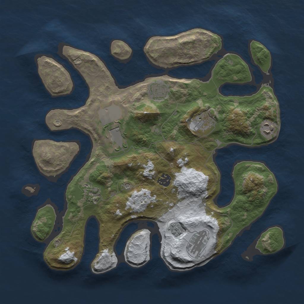 Rust Map: Barren, Size: 3500, Seed: 5762769, 11 Monuments