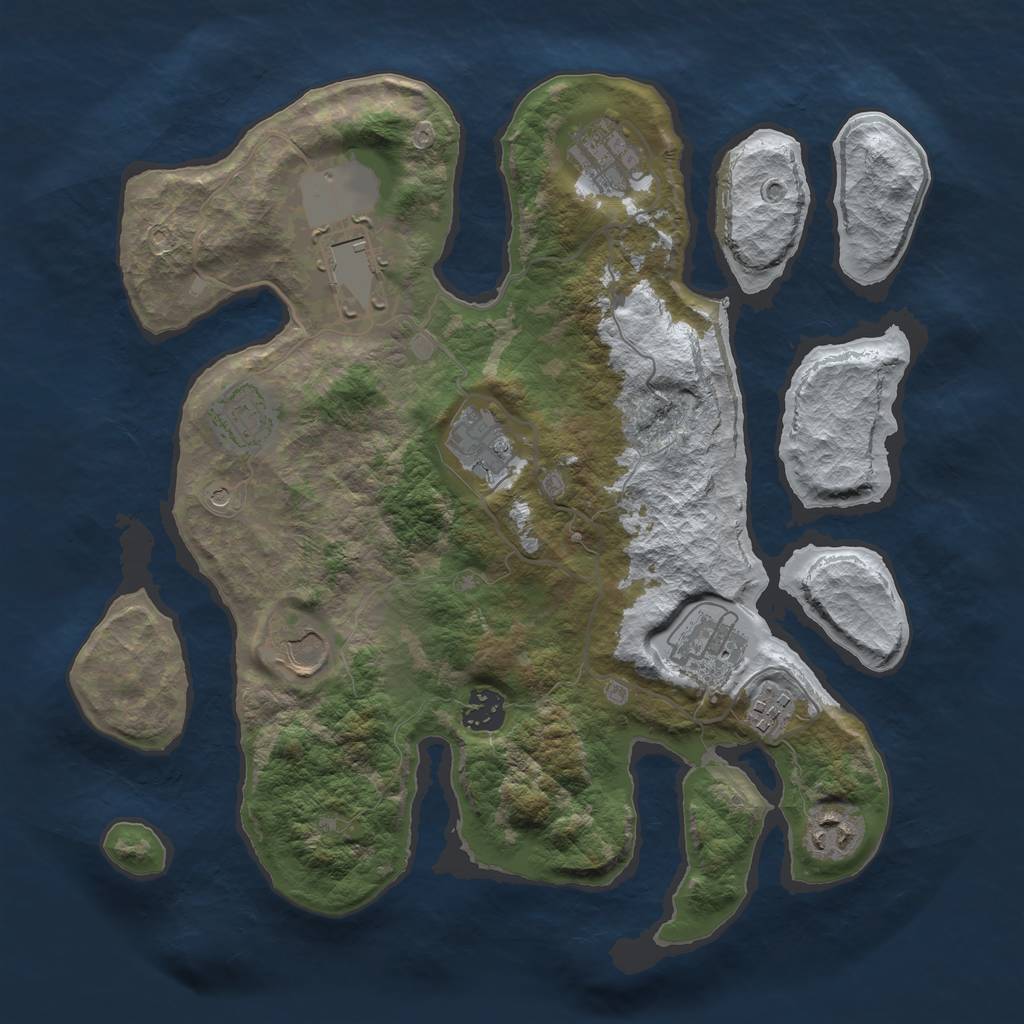 Rust Map: Barren, Size: 3500, Seed: 5780863, 12 Monuments