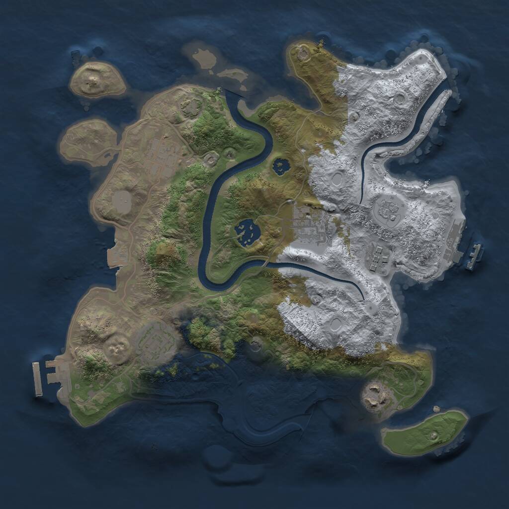 Rust Map: Procedural Map, Size: 3000, Seed: 2495, 12 Monuments