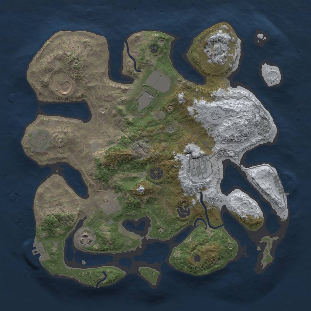 Rust Map: Procedural Map, Size: 3500, Seed: 2436891, 18 Monuments