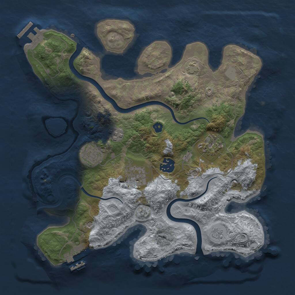 Rust Map: Procedural Map, Size: 3000, Seed: 2437744, 11 Monuments