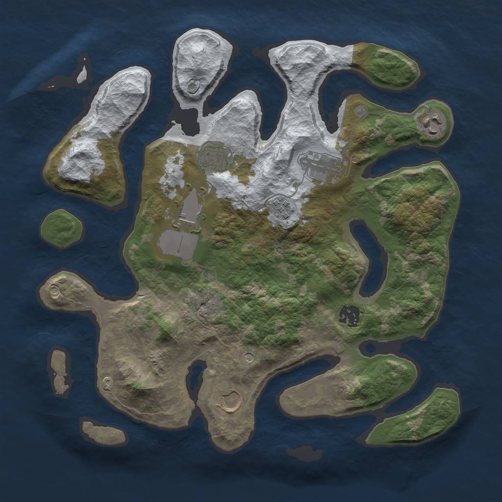 Rust Map: Barren, Size: 3500, Seed: 3408984, 10 Monuments