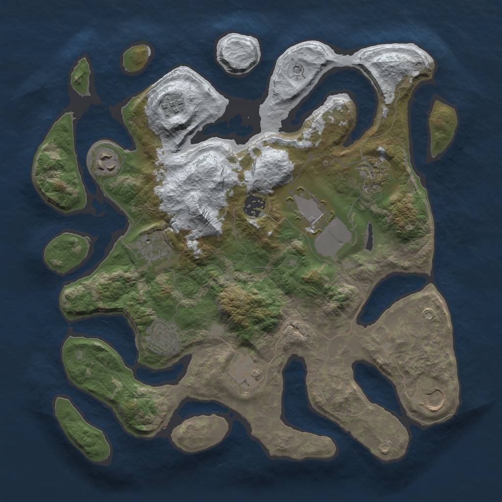 Rust Map: Barren, Size: 3500, Seed: 2067479, 12 Monuments