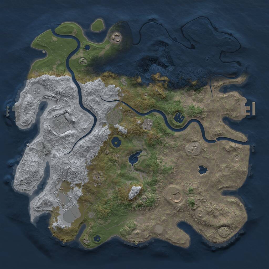 Rust Map: Procedural Map, Size: 4000, Seed: 886873, 14 Monuments