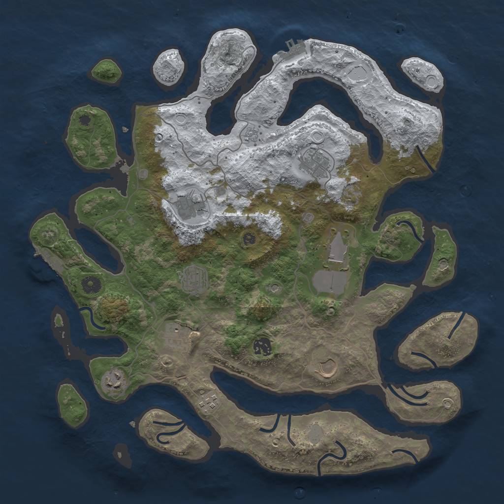 Rust Map: Procedural Map, Size: 4000, Seed: 736255, 18 Monuments